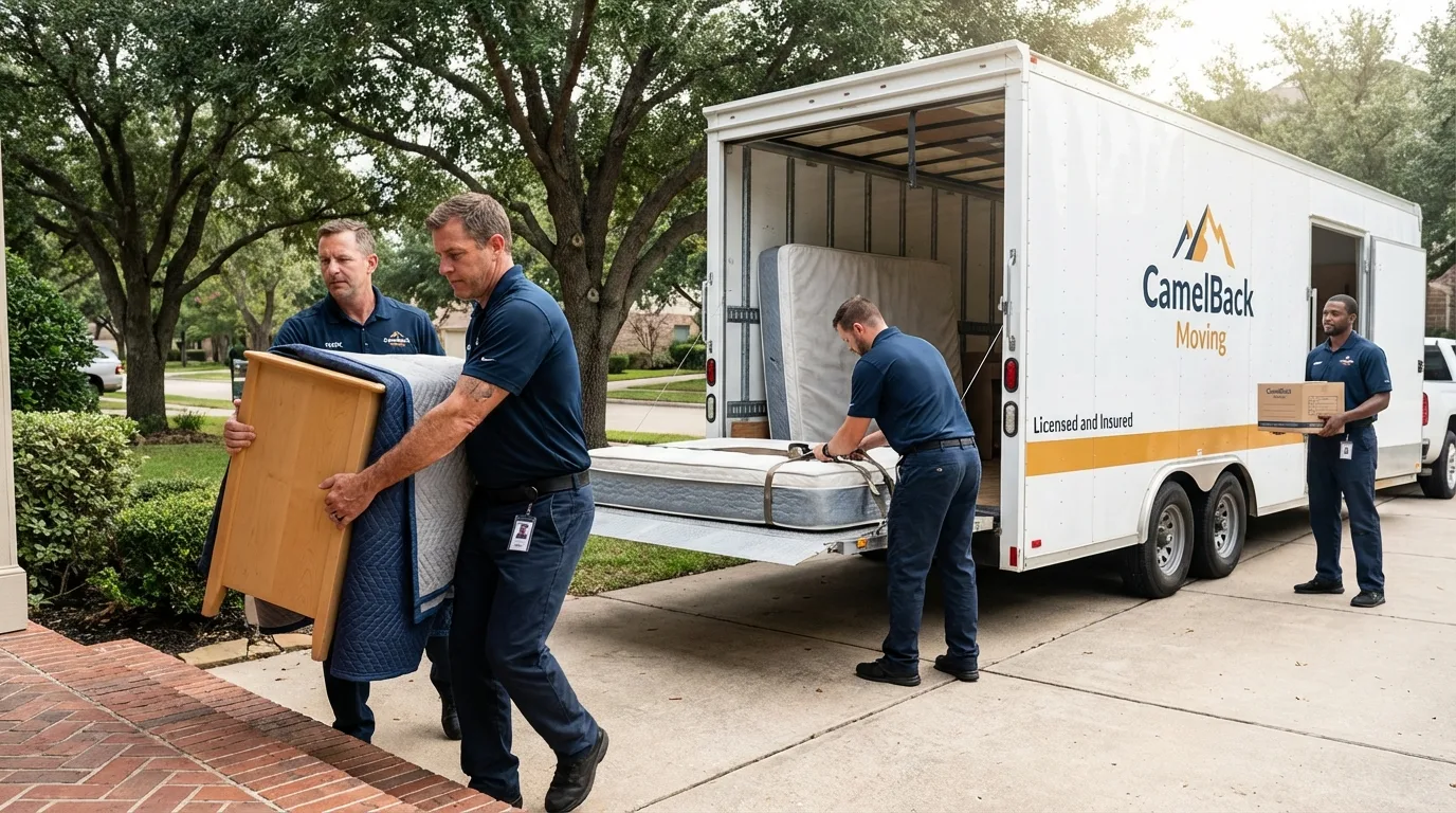 Crew loading residential truck for cross-state move from Story City, IA