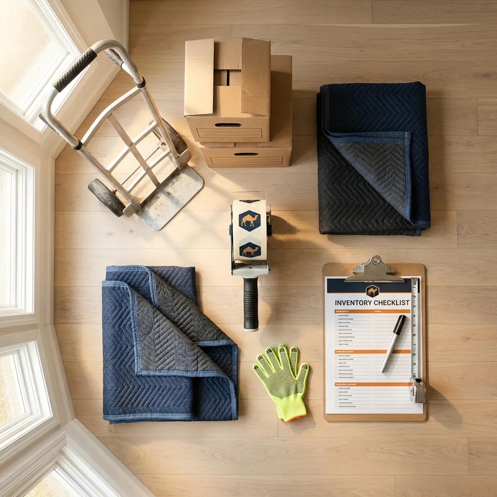 Professional moving supplies and packing materials layout for Story City residential relocations